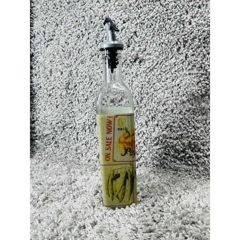 Glass Bottle Oil Vinegar Dispensers Cruets Lever Pourer Veggies Multicolor